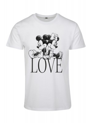 Дамска тениска Merchcode Minnie Loves Mickey в бял цвят
