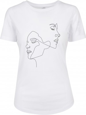 Дамска тениска в бял цвят Merchcode Ladies One Line Fit Tee white 