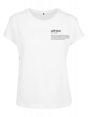 Дамска тениска в бял цвят Merchcode Ladies Self Love Box Tee white 