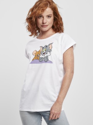 Дамска тениска в бяло Merchcode Ladies Tom & Jerry Pose 