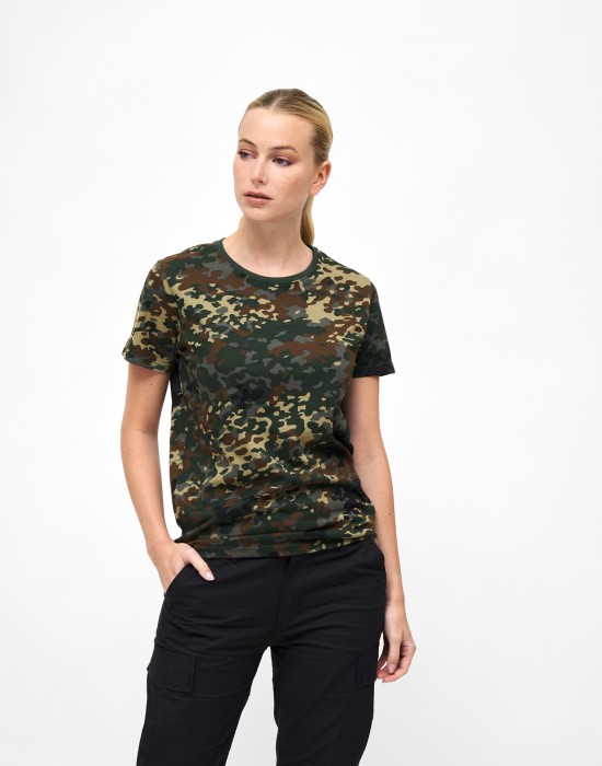 Дамска тениска в камуфлажен десен Brandit flecktarn, Блузи и Ризи - Lit.bg