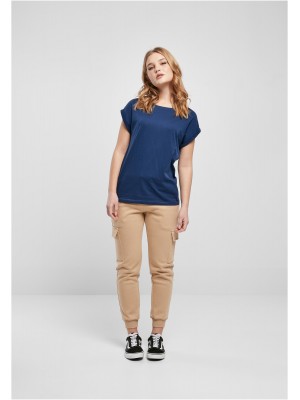 Дамска тениска в син цвят Urban Classics Ladies Shoulder Tee 