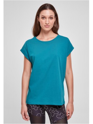 Дамска тениска в цвят тюркоаз Urban Classics Ladies Shoulder Tee