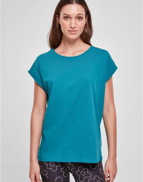 Дамска тениска в цвят тюркоаз Urban Classics Ladies Shoulder Tee, Тениски - Lit.bg