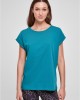 Дамска тениска в цвят тюркоаз Urban Classics Ladies Shoulder Tee, Тениски - Lit.bg