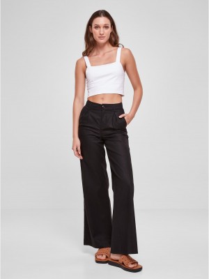 Дамски дълъг ленен панталон в черен цвят Urban Classics Linen Pants