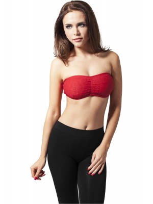 Дамски дантелен топ в червен цвят Urban Classics Ladies Laces Bandeau red XS