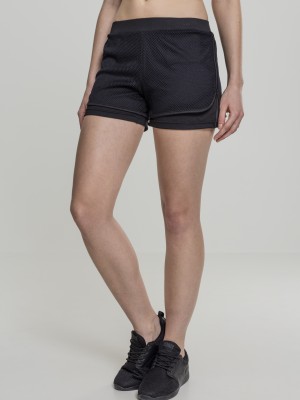 Дамски двуслойни мрежести къси панталони в черно Urban Classics Ladies Double Layer Mesh Shorts