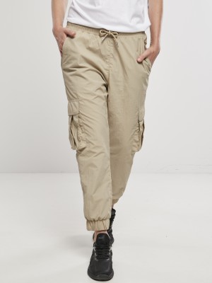 Дамски карго панталон в бежов цвят Urban Classics Ladies High Waist Crinkle Nylon Cargo
