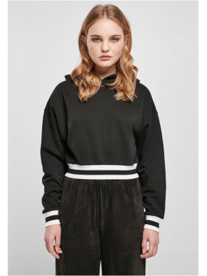 Дамски къс суичър с качулка в черен цвят Urban Classics Hoody