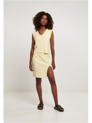 Дамски плетен потник в светложълт цвят Ladies Short Knittd Slip
