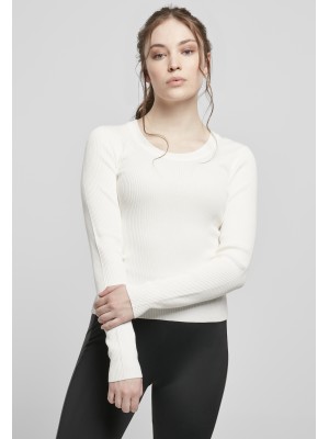 Дамски пуловер в бял пясъчен цвят Urban Classics Ladies Wide Neckline Sweater 