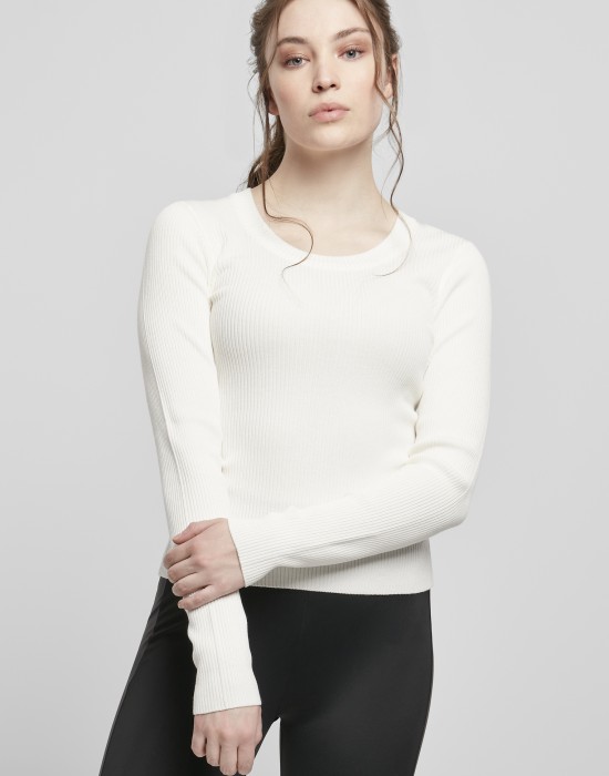 Дамски пуловер в бял пясъчен цвят Urban Classics Ladies Wide Neckline Sweater, Жени - Lit.bg