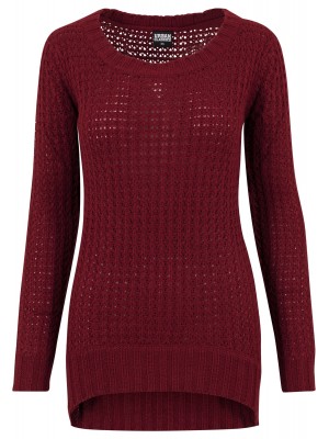 Дамски пуловер в тъмночервено Ladies Long Wideneck Sweater