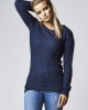 Дамски пуловер в тъмносиньо Urban Classics Ladies Long Wideneck Sweater, Жени - Lit.bg