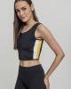 Дамски спортен топ с цип в черен цвят Urban Classics Ladies Side Stripe Cropped Zip Top black/white/chromeyellow, Жени - Lit.bg