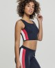 Дамски спортен топ с цип в тъмносин цвят Urban Classics Ladies Side Stripe Cropped Zip Top navy/fire red/white, Жени - Lit.bg