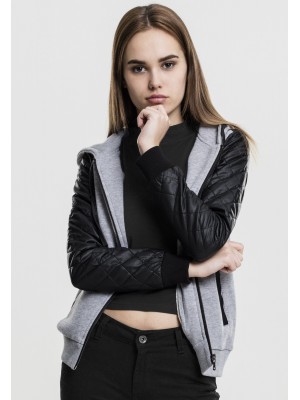 Дамски суичър Urban Classics с кожени ръкави gry/blk XS