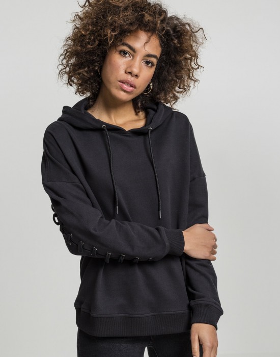 Дамски суичър в черно Urban Classics Ladies Laced-Up Hoody, Жени - Lit.bg Дамски суичър в черно Urban Classics Ladies Laced-Up Hoody, Жени - Lit.bg