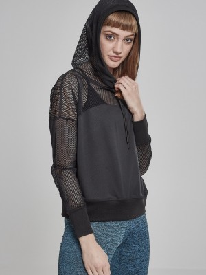 Дамски суичър в черно Urban Classics Ladies Mesh Hoody 