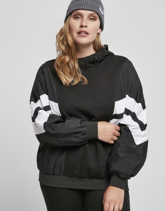 Дамски суичър в черно от Urban Classics Ladies Mix Crinkle Nylon Sweat, Жени - Lit.bg