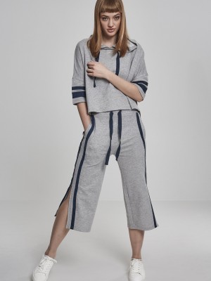 Дамски суичър в сиво Urban Classics Ladies Taped Short Sleeve Hoody