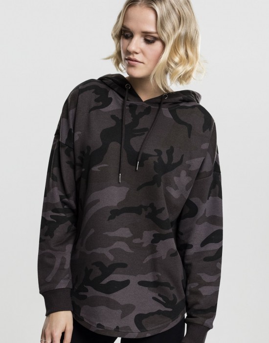 Дамски суичър в тъмносив камуфлаж Urban Classics Ladies Oversized Camo Hoody, Жени - Lit.bg