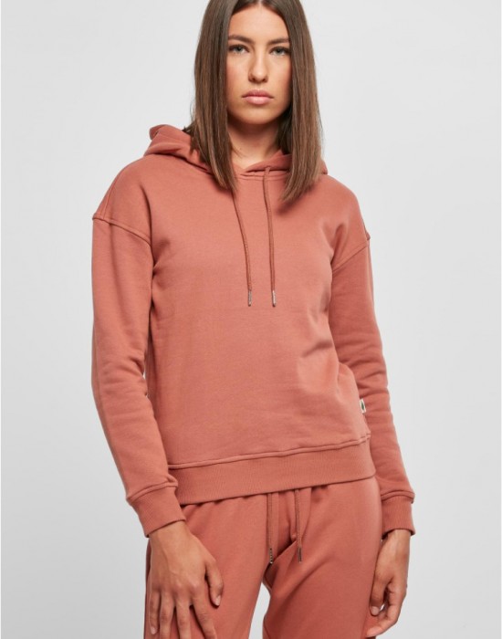 Дамски суичър в цвят праскова Urban Classics Ladies Organic Hoody, Суичъри - Lit.bg