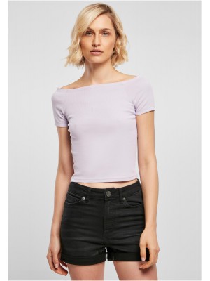 Дамски топ в светлолилаво Ladies Off Shoulder Rib Tee