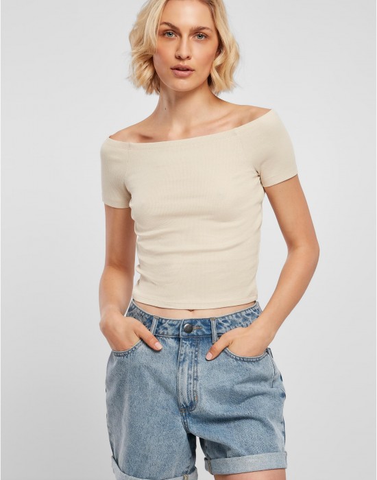 Дамски топ в цвят екрю Ladies Off Shoulder Rib Tee, Тениски - Lit.bg Дамски топ в цвят екрю Ladies Off Shoulder Rib Tee, Тениски - Lit.bg