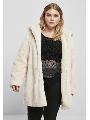 Дамско палто в бяло  Urban Classics Ladies Hooded Teddy Coat 