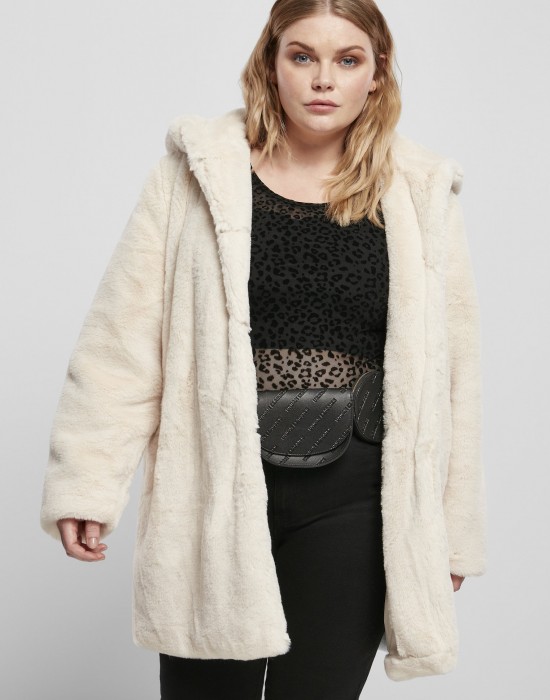 Дамско палто в бяло Urban Classics Ladies Hooded Teddy Coat, Якета - Lit.bg Дамско палто в бяло Urban Classics Ladies Hooded Teddy Coat, Жени - Lit.bg