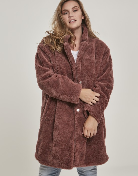 Дамско палто в розово Urban Classics Ladies Oversized Sherpa Coat, Жени - Lit.bg