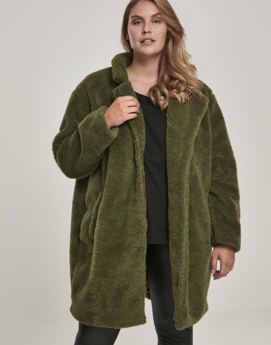Дамско палто в цвят маслина Urban Classics Ladies Oversized Sherpa Coat, Жени - Lit.bg