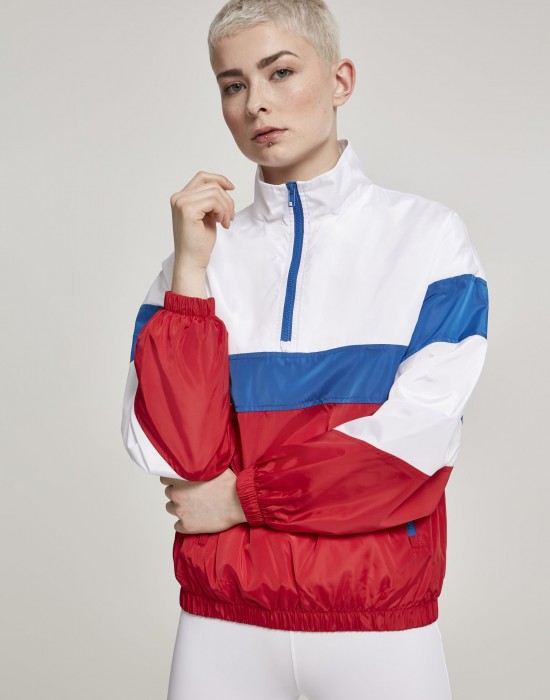 Дамско спортно горнище Urban Classics white/firered/brightblue, Жени - Lit.bg