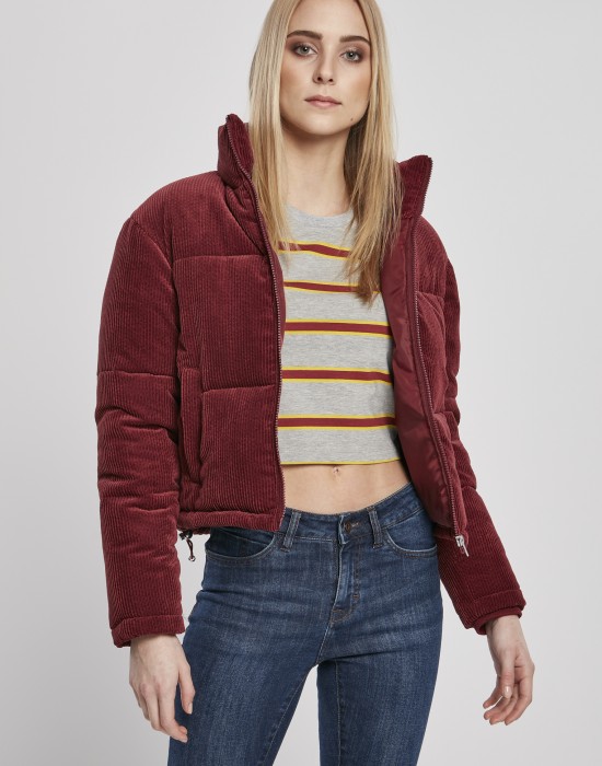 Дамско яке в червено от Urban Classics Ladies Corduroy Puffer, Жени - Lit.bg