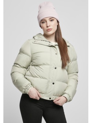 Дамско яке в цвят светла маслина Urban Classics Hooded Puffer softsalvia 