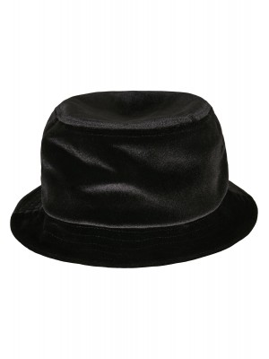 Кадифена шапка идиотка в черен цвят Velvet Bucket Hat 