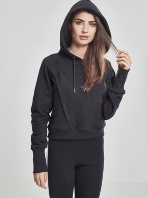 Къс дамски суичър Urban Classics в черен цвят