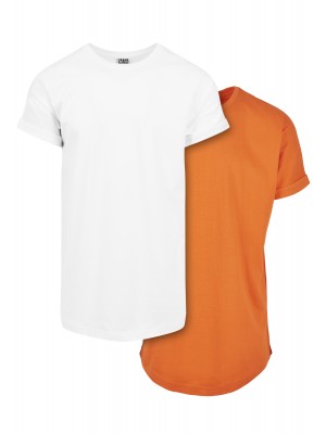 Комплект две мъжки тениски в бяло и оранжево Urban Classics
