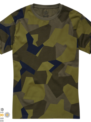Мъжка изчистена тениска в камуфлажен цвят Brandit swedish camo M90