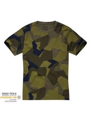 Мъжка изчистена тениска в камуфлажен цвят Brandit swedish camo M90