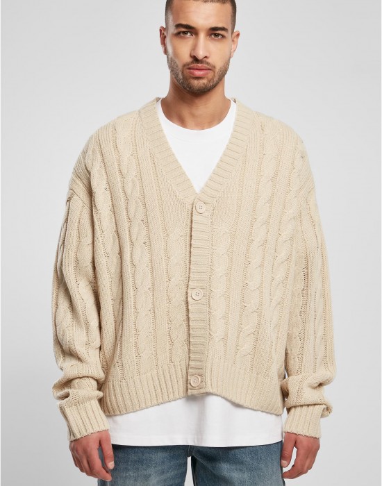Мъжка плетена жилетка в бежов цвят Urban Classics Boxy Cardigan, Якета - Lit.bg Мъжка плетена жилетка в бежов цвят Urban Classics Boxy Cardigan, Якета - Lit.bg