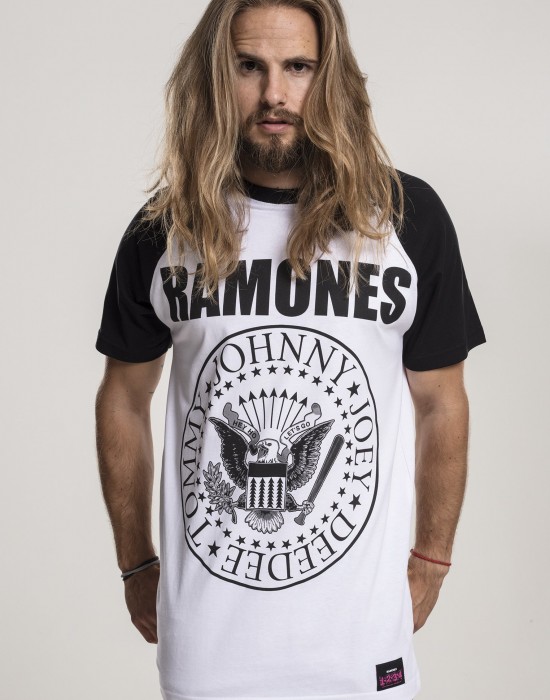 Мъжка тениска MERCHCODE Ramones Circle в бяло и черно, Мъже - Lit.bg Мъжка тениска MERCHCODE Ramones Circle в бяло и черно, Мъже - Lit.bg