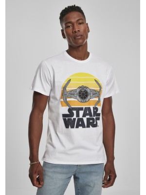 Мъжка тениска MERCHCODE Star Wars Sunset в бял цвят