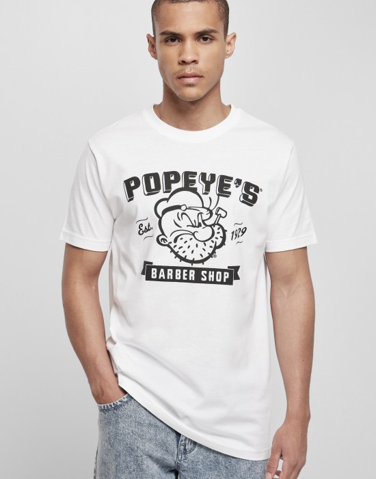 Мъжка тениска в бяло Merchcode Popeye Barber Shop, Тениски - Lit.bg Мъжка тениска в бяло Merchcode Popeye Barber Shop, Тениски - Lit.bg