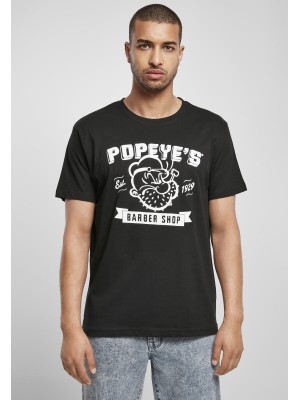 Мъжка тениска в черно Merchcode Popeye Barber Shop 