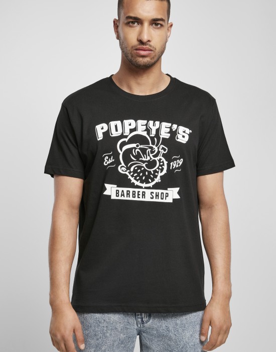 Мъжка тениска в черно Merchcode Popeye Barber Shop, Тениски - Lit.bg