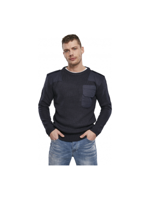 Мъжки плетен пуловер в тъмносин цвят Brandit Military