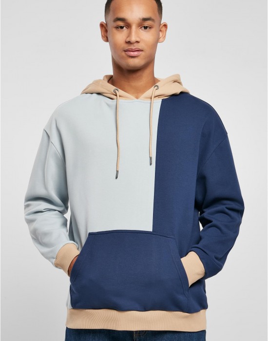 Мъжки суичър с качулка в цветен десен Urban Classics Color Hoody summerblue/darkblue, Суичъри - Lit.bg
